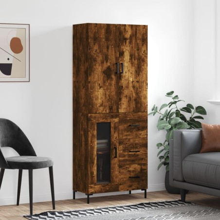vidaXL Credenza Rovere Fumo  69,5x34x180 cm in Legno Multistrato