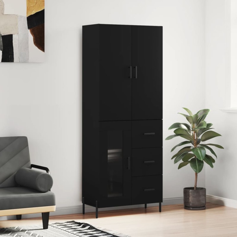 vidaXL Credenza Nera 69,5x34x180 cm in Legno Multistrato vidaXL Credenza Nera 69,5x34x180 cm in Legno Multistrato