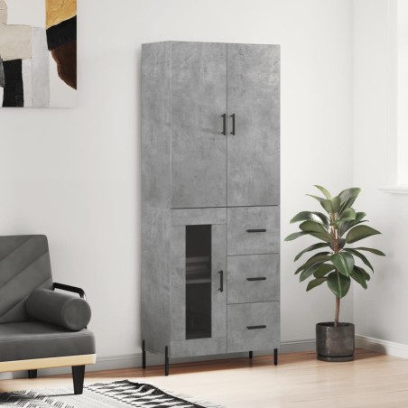vidaXL Credenza Grigio Cemento 69,5x34x180 cm in Legno Multistrato