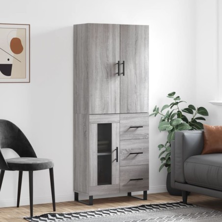 vidaXL Credenza Grigio Sonoma 69,5x34x180 cm in Legno Multistrato