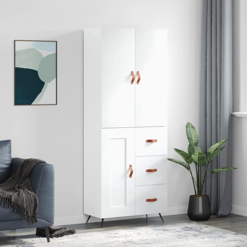 vidaXL Credenza Bianco Lucido 69,5x34x180 cm in Legno Multistrato vidaXL Credenza Bianco Lucido 69,5x34x180 cm in Legno Multistrato