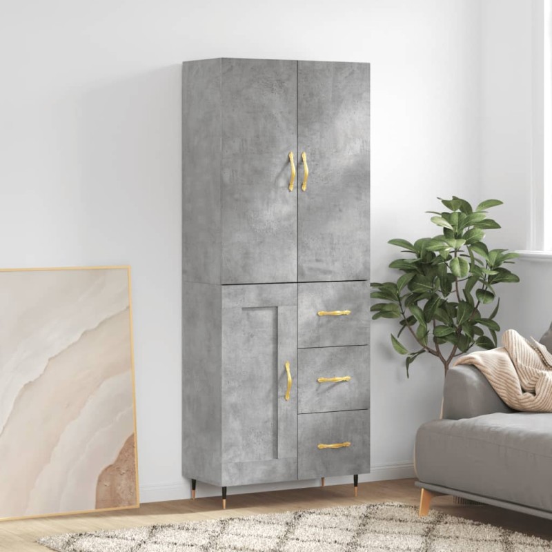 vidaXL Credenza Grigio Cemento 69,5x34x180 cm in Legno Multistrato vidaXL Credenza Grigio Cemento 69,5x34x180 cm in Legno Multistrato