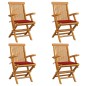 Sedie da Giardino con Cuscini Rossi 4 pz Massello di Teak Sedie da Giardino con Cuscini Rossi 4 pz Massello di Teak