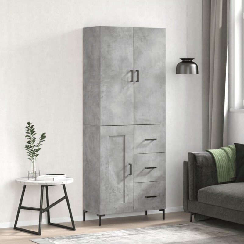 vidaXL Credenza Grigio Cemento 69,5x34x180 cm in Legno Multistrato vidaXL Credenza Grigio Cemento 69,5x34x180 cm in Legno Multistrato