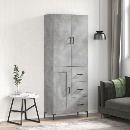 vidaXL Credenza Grigio Cemento 69,5x34x180 cm in Legno Multistrato