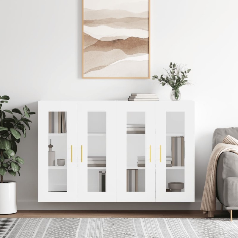vidaXL Armadietti a Parete 2 pz Bianco Lucido in Legno Multistrato vidaXL Armadietti a Parete 2 pz Bianco Lucido in Legno Multistrato
