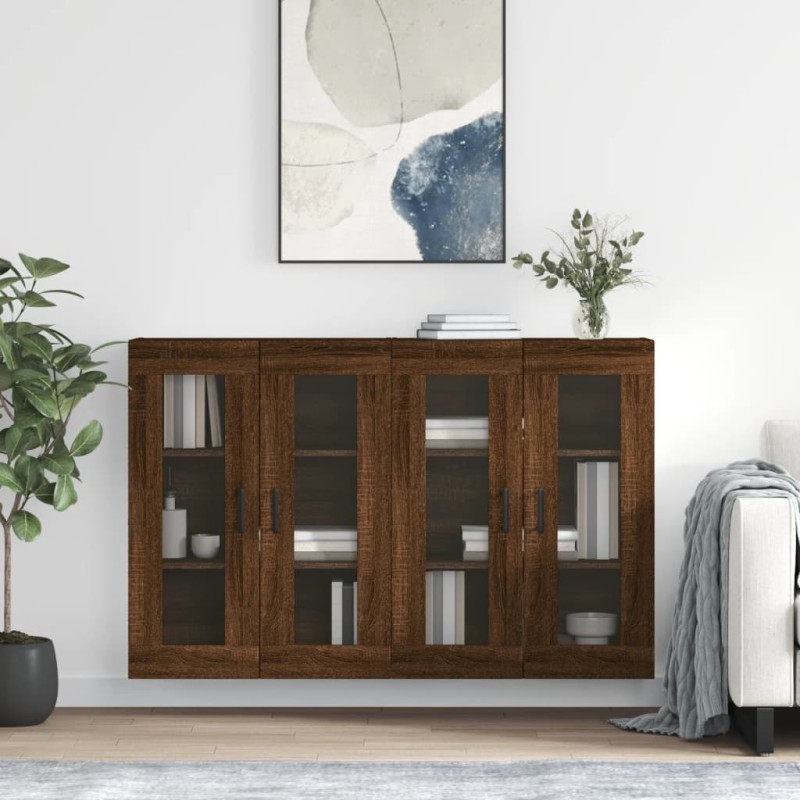 vidaXL Armadietti a Parete 2 pz Rovere Marrone in Legno Multistrato vidaXL Armadietti a Parete 2 pz Rovere Marrone in Legno Multistrato