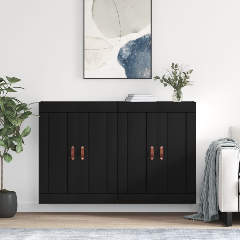 vidaXL Armadietti a Parete 2 pz Neri in Legno Multistrato vidaXL Armadietti a Parete 2 pz Neri in Legno Multistrato