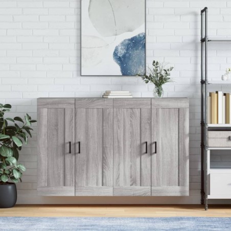 vidaXL Armadietti a Parete 2 pz Grigio Sonoma in Legno Multistrato