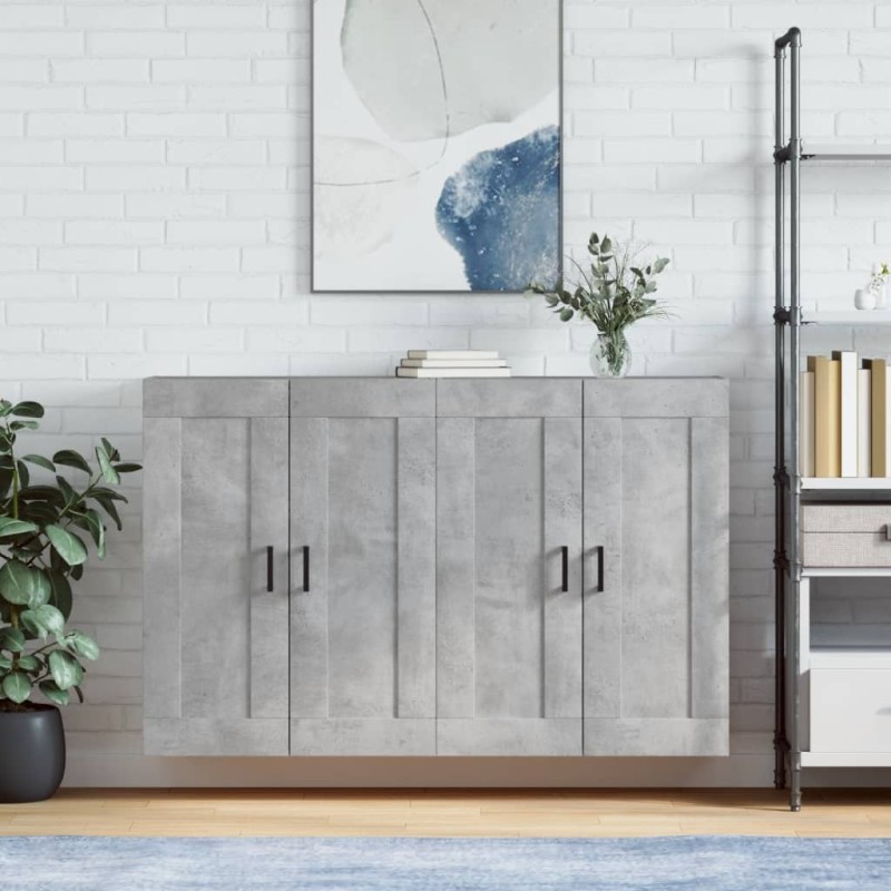 vidaXL Armadietti a Parete 2 pz Grigio Cemento in Legno Multistrato vidaXL Armadietti a Parete 2 pz Grigio Cemento in Legno Multistrato
