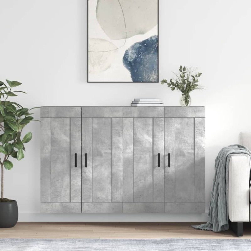 vidaXL Armadietti a Parete 2 pz Grigio Cemento in Legno Multistrato vidaXL Armadietti a Parete 2 pz Grigio Cemento in Legno Multistrato
