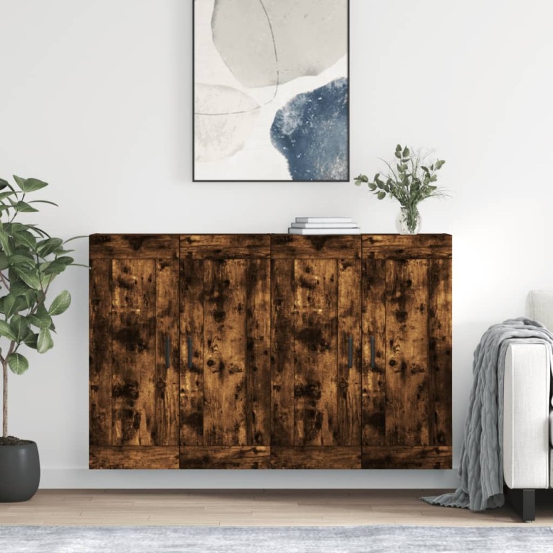 vidaXL Armadietti a Parete 2 pz Rovere Fumo in Legno Multistrato vidaXL Armadietti a Parete 2 pz Rovere Fumo in Legno Multistrato