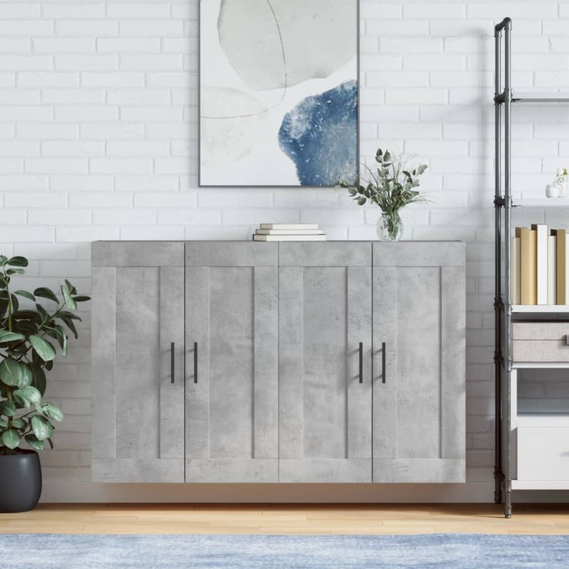 vidaXL Armadietti a Parete 2 pz Grigio Cemento in Legno Multistrato vidaXL Armadietti a Parete 2 pz Grigio Cemento in Legno Multistrato