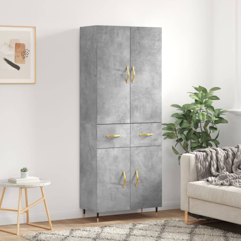 vidaXL Credenza Grigio Cemento 69,5x34x180 cm in Legno Multistrato vidaXL Credenza Grigio Cemento 69,5x34x180 cm in Legno Multistrato