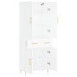 vidaXL Credenza Bianca 69,5x34x180 cm in Legno Multistrato