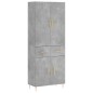 vidaXL Credenza Grigio Cemento 69,5x34x180 cm in Legno Multistrato vidaXL Credenza Grigio Cemento 69,5x34x180 cm in Legno Multistrato