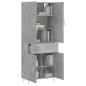 vidaXL Credenza Grigio Cemento 69,5x34x180 cm in Legno Multistrato vidaXL Credenza Grigio Cemento 69,5x34x180 cm in Legno Multistrato