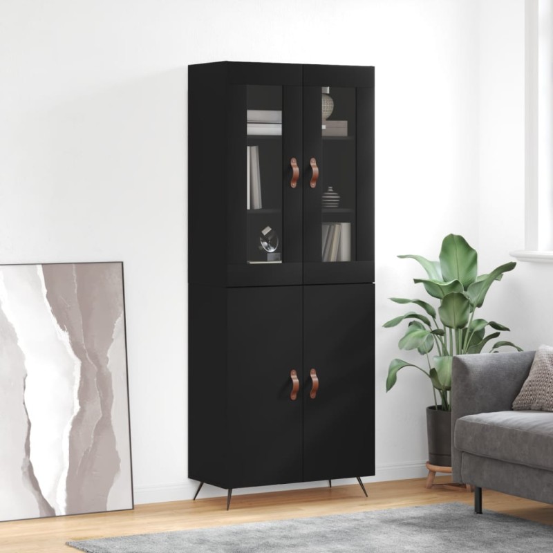 vidaXL Credenza Nera 69,5x34x180 cm in Legno Multistrato vidaXL Credenza Nera 69,5x34x180 cm in Legno Multistrato