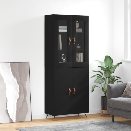vidaXL Credenza Nera 69,5x34x180 cm in Legno Multistrato
