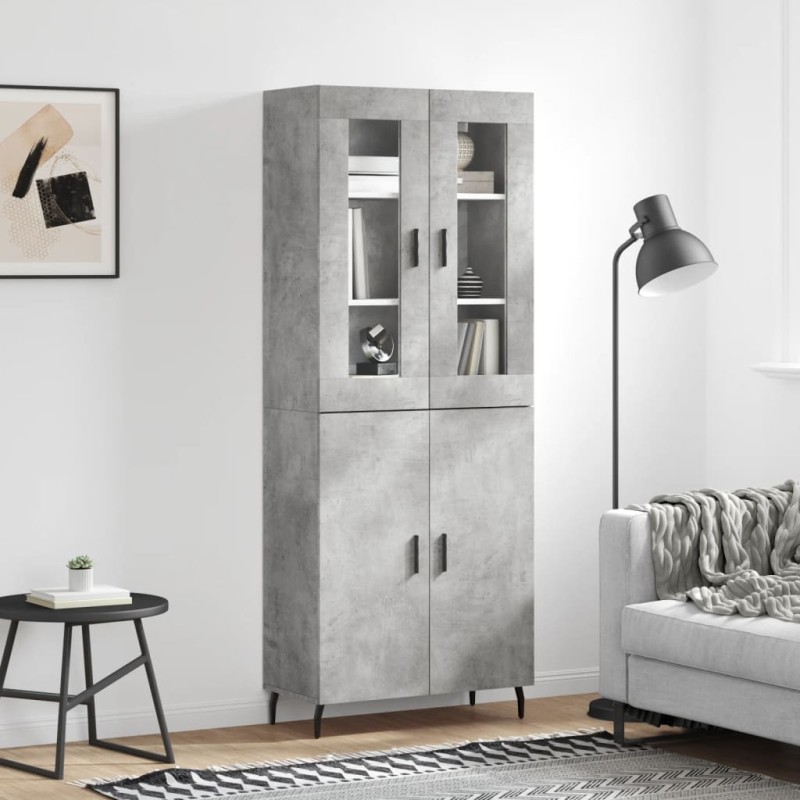 vidaXL Credenza Grigio Cemento 69,5x34x180 cm in Legno Multistrato vidaXL Credenza Grigio Cemento 69,5x34x180 cm in Legno Multistrato