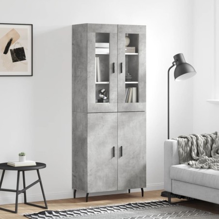 vidaXL Credenza Grigio Cemento 69,5x34x180 cm in Legno Multistrato