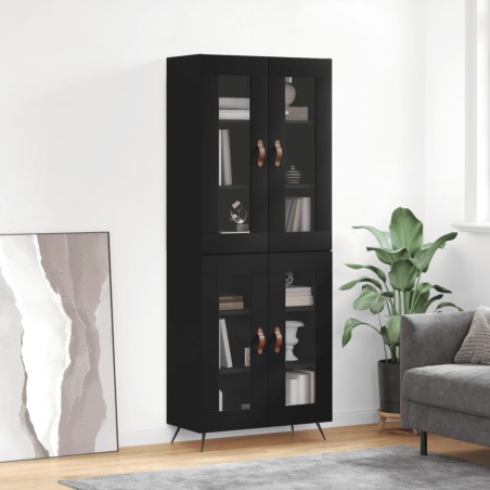 vidaXL Credenza Nera 69,5x34x180 cm in Legno Multistrato