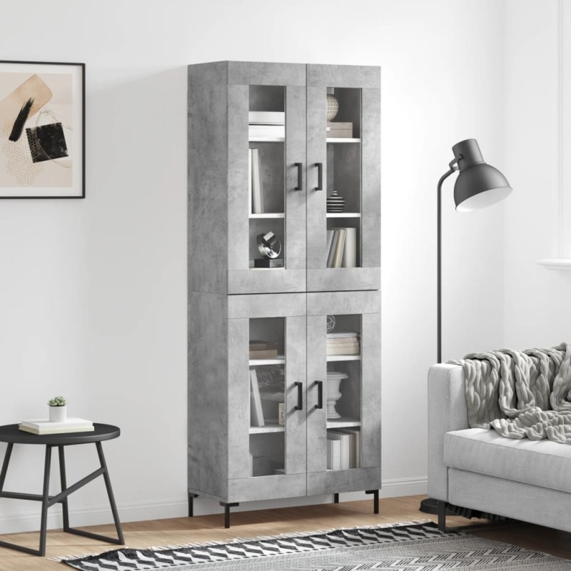 vidaXL Credenza Grigio Cemento 69,5x34x180 cm in Legno Multistrato vidaXL Credenza Grigio Cemento 69,5x34x180 cm in Legno Multistrato