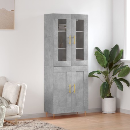 vidaXL Credenza Grigio Cemento 69,5x34x180 cm in Legno Multistrato