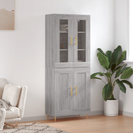 vidaXL Credenza Grigio Sonoma 69,5x34x180 cm in Legno Multistrato