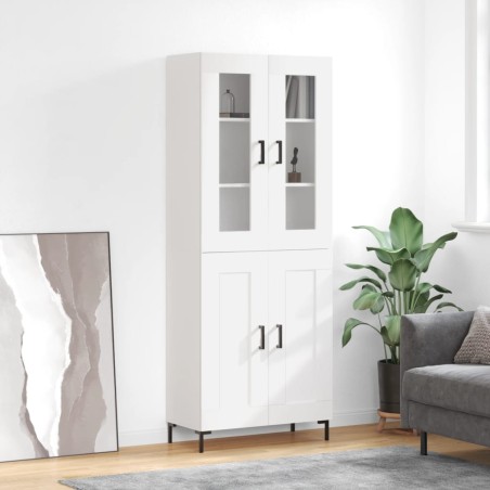 vidaXL Credenza Bianco Lucido 69,5x34x180 cm in Legno Multistrato