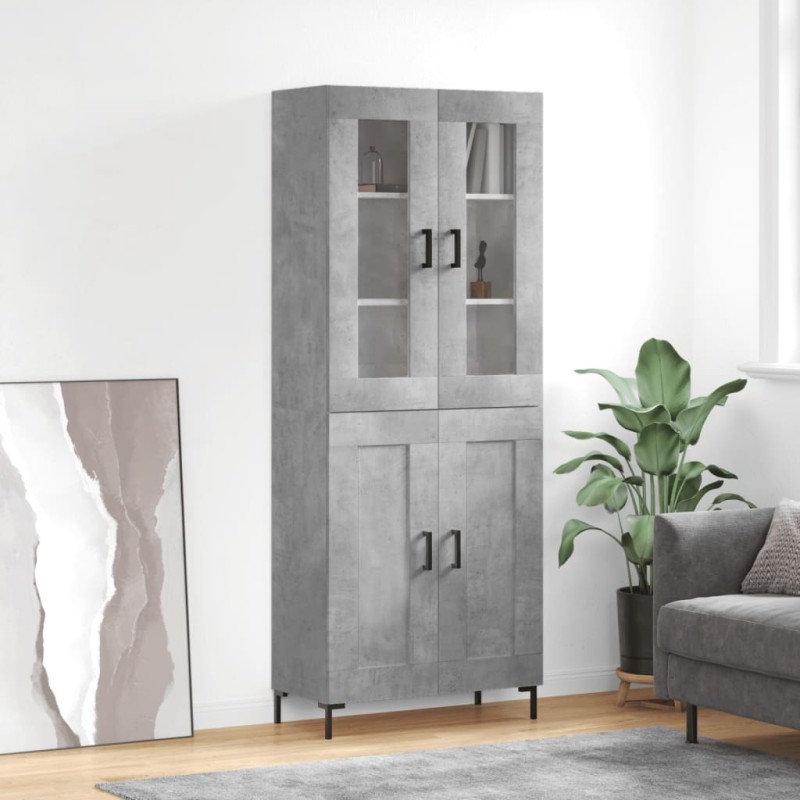 vidaXL Credenza Grigio Cemento 69,5x34x180 cm in Legno Multistrato vidaXL Credenza Grigio Cemento 69,5x34x180 cm in Legno Multistrato