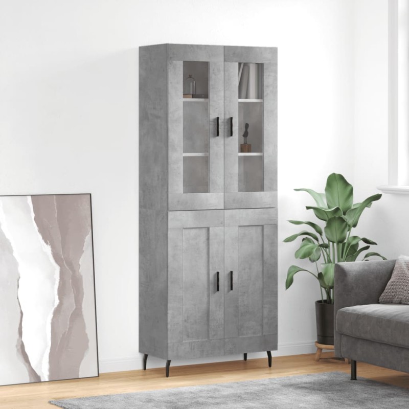 vidaXL Credenza Grigio Cemento 69,5x34x180 cm in Legno Multistrato vidaXL Credenza Grigio Cemento 69,5x34x180 cm in Legno Multistrato