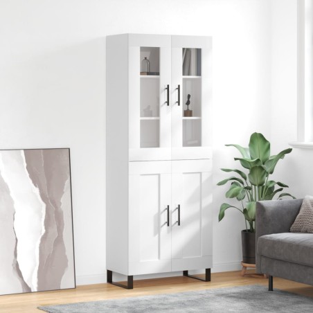 vidaXL Credenza Bianco Lucido 69,5x34x180 cm in Legno Multistrato