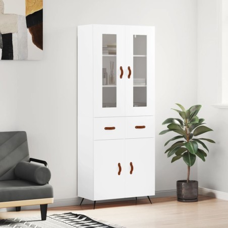 vidaXL Credenza Bianca 69,5x34x180 cm in Legno Multistrato