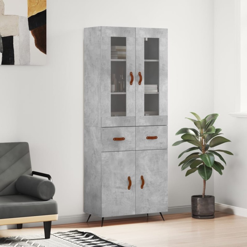 vidaXL Credenza Grigio Cemento 69,5x34x180 cm in Legno Multistrato vidaXL Credenza Grigio Cemento 69,5x34x180 cm in Legno Multistrato