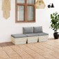 Set Divani da Giardino su Pallet 3 pz con Cuscini Legno Abete Set Divani da Giardino su Pallet 3 pz con Cuscini Legno Abete