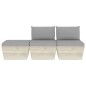 Set Divani da Giardino su Pallet 3 pz con Cuscini Legno Abete Set Divani da Giardino su Pallet 3 pz con Cuscini Legno Abete