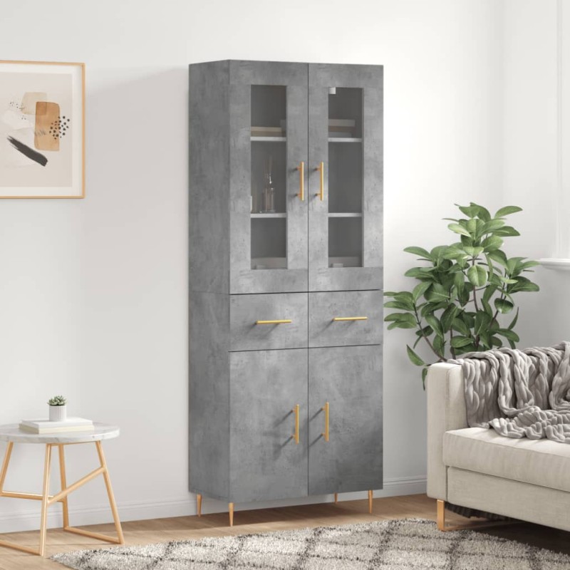 vidaXL Credenza Grigio Cemento 69,5x34x180 cm in Legno Multistrato vidaXL Credenza Grigio Cemento 69,5x34x180 cm in Legno Multistrato
