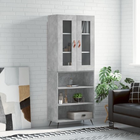 vidaXL Credenza Grigio Cemento 69,5x34x180 cm in Legno Multistrato