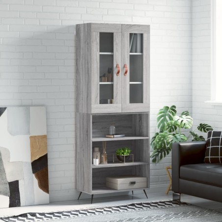 vidaXL Credenza Grigio Sonoma 69,5x34x180 cm in Legno Multistrato