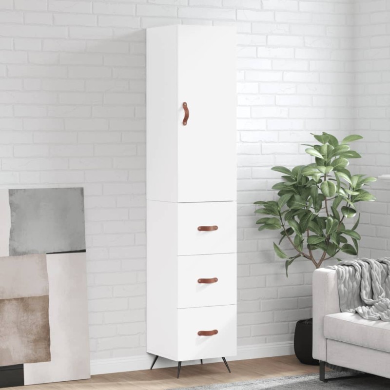 vidaXL Credenza Bianca 34,5x34x180 cm in Legno Multistrato vidaXL Credenza Bianca 34,5x34x180 cm in Legno Multistrato
