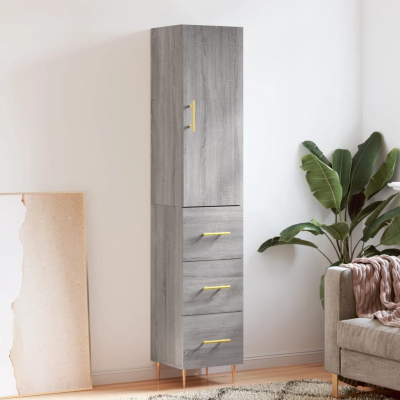vidaXL Credenza Grigio Sonoma 34,5x34x180 cm in Legno Multistrato vidaXL Credenza Grigio Sonoma 34,5x34x180 cm in Legno Multistrato