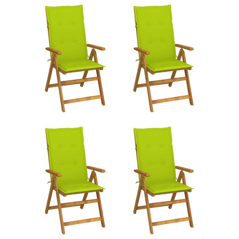 Sedie da Giardino Reclinabili 4 pz con Cuscini Massello Acacia Sedie da Giardino Reclinabili 4 pz con Cuscini Massello Acacia
