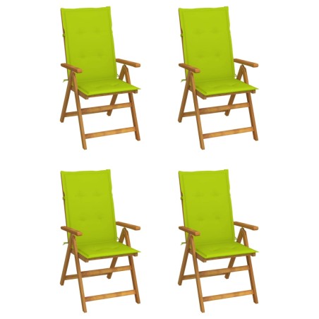 Sedie da Giardino Reclinabili 4 pz con Cuscini Massello Acacia