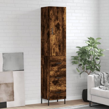 vidaXL Credenza Rovere Fumo 34,5x34x180 cm in Legno Multistrato