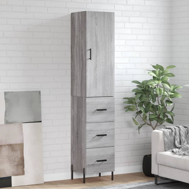 vidaXL Credenza Grigio Sonoma 34,5x34x180 cm in Legno Multistrato vidaXL Credenza Grigio Sonoma 34,5x34x180 cm in Legno Multistrato