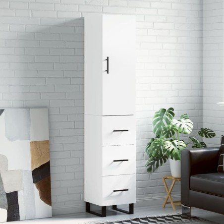 vidaXL Credenza Bianca 34,5x34x180 cm in Legno Multistrato