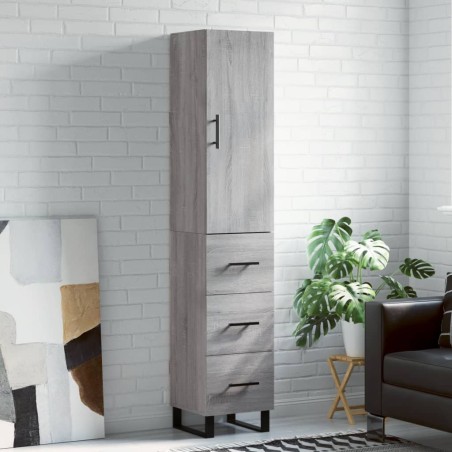 vidaXL Credenza Grigio Sonoma 34,5x34x180 cm in Legno Multistrato