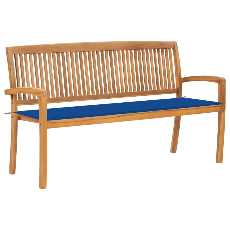 Panchina da Giardino Impilabile e Cuscino 159cm Teak Massello Panchina da Giardino Impilabile e Cuscino 159cm Teak Massello