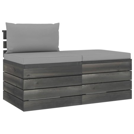 Set Divani da Giardino su Pallet 2 pz con Cuscini Massello Pino